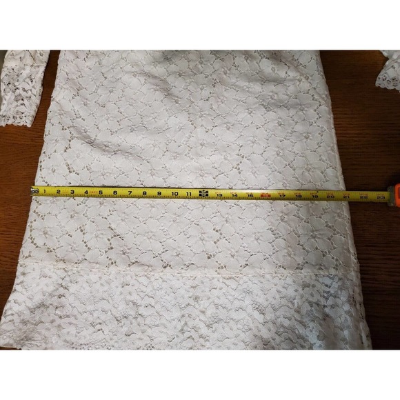 Tibi 12 Women LARGE dress Lace Knee‎ Length Shift Sleeveless Ivory Formal Party - Picture 12 of 13